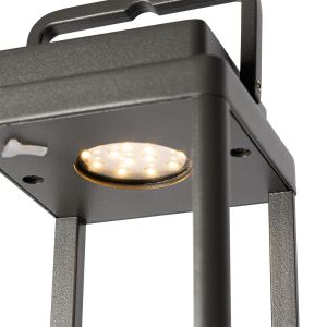 Qazqa Yara - led Lampe de table Moderne - 1 lumière - l 10 cm - Gris foncé - Moderne - Éclairage extérieur - Gris foncé