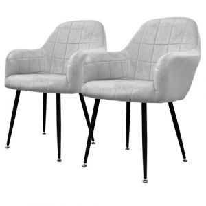 ECD Germany Lot de 2 Chaises de Salle &agrave; Manger Cuisine Salon S&eacute;jour - Gris - Assise Si&egrave;ge