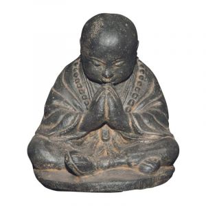 Jardinex - Statue jardin moine bouddhiste assis (grand format) - Gris 30 cm