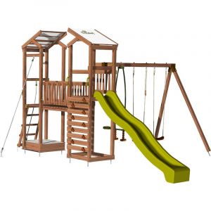 Soulet Aire de jeux pour enfant 2 tours avec portique et mur d'escalade - FUNNY Big Climbing sans optionEn Bois -Pour Particulier