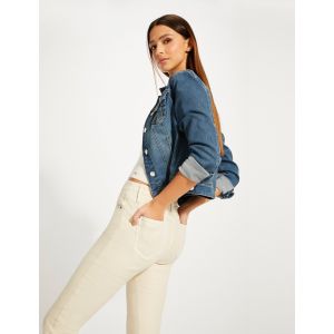Morgan Veste droite boutonn&eacute;e en jean Bleu - Couleur Bleu - Taille XXL