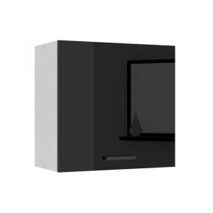 BELINI Meuble Haut Cuisine SG60, Rangements, 1 Porte, T: 29,6x60x58 cm, Armoire Murale avec Poignée en Métal, noir très brillant