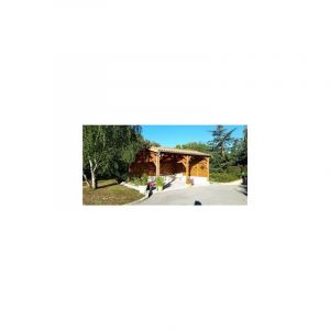 Abri Deux Pentes Faitage Décalé, 600cmx750cm, Bois douglas Français, Carport, Auvent, Abri voiture