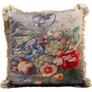 Kare Design Coussin Romantic Still Life - Multicolore - 45 x 45 cm - Housse Amovible avec Fermeture &eacute;clair - Coussin d&eacute;coratif avec Rembourrage - Coussin d&eacute;coratif de canap&eacute;