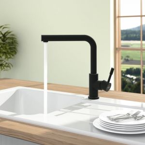 Villeroy & Boch Steel Shower Window Mitigeur de cuisine pivotant avec douchette extractible, à installer sous une fenêtre, 96990106,