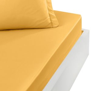 Sensei Maison Drap housse en percale bonnet 40cm Safran 140x190 cm