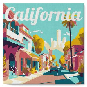 Mini peinture au numéro : Rue en Californie - toile tendue sur chassis