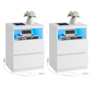 Tables de chevet lot de 2 avec tiroirs style moderne blanc
