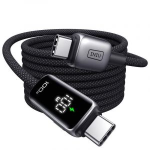 C&acirc;ble de charge INIU vers USB-C 100W affichage digital noir