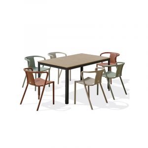 DCB Garden Ensemble repas de jardin 6 places en aluminium gris anthracite - BOSTON