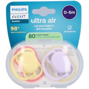 Philips Succhietti Air 0-6m per Comfort e Sicurezza Neonati 2 Succhietti con Custodia Sterilizzatrice