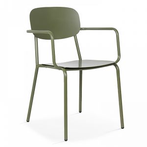 Oviala Fauteuil de jardin en aluminium avec accoudoirs vert kaki - Vert
