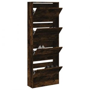 VidaXL Armoire à Chaussures, Étagère à Chaussures avec 4 Tiroirs, Meuble à Chaussures avec Rangement Entrée Couloir, Chêne Fumé Bois d'Ingénierie