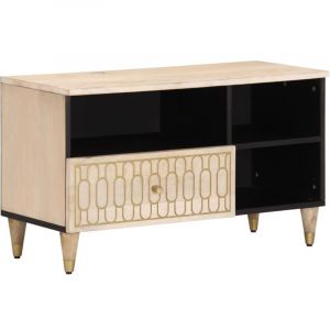 VidaXL Meuble TV 80x33x46 cm bois massif de manguier, support TV, armoire média, armoire hifi, unité TV, meuble multimédia, meuble latéral, buffet