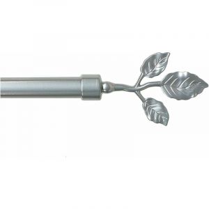 Tringle à Rideau en Fer Vente aux Enchères de Rideaux Anneaux Extensibles 160 300 cm Borne Feuille - Gris