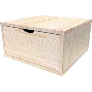 Abc Meubles - Cube de rangement bois 50x50 cm + tiroir - Gris