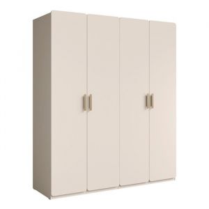 Meublorama - Armoire 4 portes amalie 179x210x57 cm – Coloris beige sable – Avec 3 étagères supplémentaires