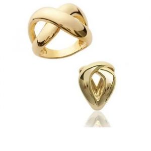 Bague - Bijouxia - Crois&eacute;e - Plaqu&eacute; Or 18 Carats - Largeur 17 Mm - Tailles 50 &Agrave; 58