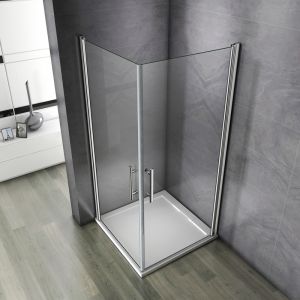 AICA Sanitaire 80x76x195cm Porte pivotante porte de douche paroi de douche cabine de douche verre anticalcaire