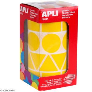 APLI Rouleau de 1357 Gommettes Géométrique 27 mm Jaune