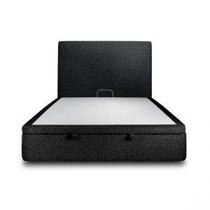 Lit coffre 140x200cm avec tête de lit tapissier Bouclette Noir - Hauteur totale : 39cm