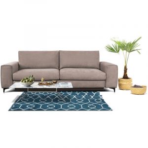 Canapé Velours Droit Beige Fiesole 3 Places Beige