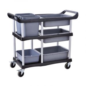 BC-Elec GX-032E Chariot de débarrassage et dressage, Desserte de cuisine, Servante 3 étages avec freins, 104x46x91cm