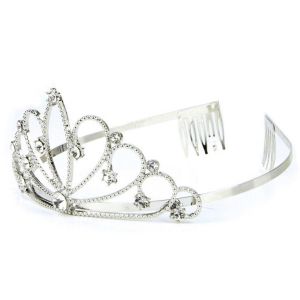 Ruedelafete Diadème argenté luxe métal avec strass