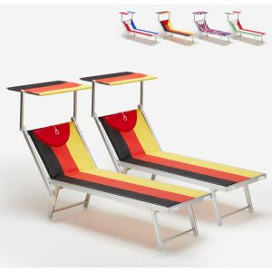 Image de Beach and Garden Design 2 transats et bain de soleil professionnels en aluminium Santorini Europe - couleur:Allemagne
