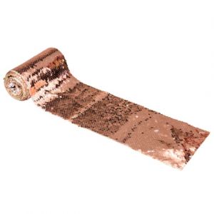 Ruban de table sequin reversible or rose 12cmx3m