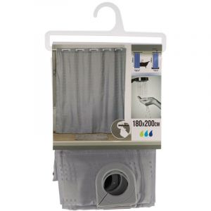 Tendance Rideau de douche Gris avec anneaux int&eacute;gr&eacute;s 180 x 200 cm - Gris