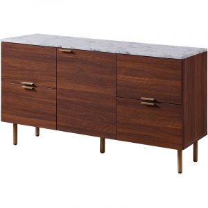 Image de Teamson Home - Buffet bas de salon entrée salle à manger faux marbre bois noyer Ashton VNF-00081 - Marron