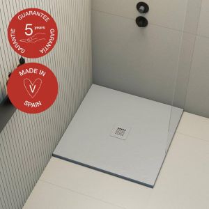 Receveur de douche Poalgi, extraplat, gris humo, L.90 x l.90 cm, finition ardoise, s&eacute;rie Hos's