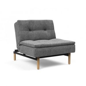 INNOVATION Inside 75 Fauteuil design DUBLEXO STEM convertible lit 90*115 cm pieds obus chêne naturel tissu Twist Charcoal