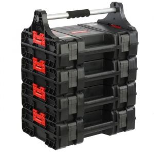 Set de 4 valises à outils avec poignée, boîte pour outils électriques set modulaire H 62,5 cm, garage atelier PRO