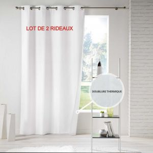 Lot de 2 rideaux a oeillets 140 x 260 cm polyester doublure t rmique icemount Blanc