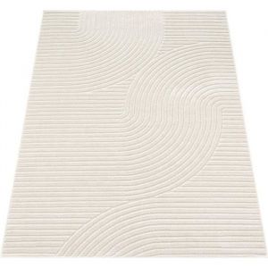 Paco Home - Tapis Exterieur Terrasse Salon Cuisine Motif Scandinave Motif Boho Uni 60x100 cm, Crème 2