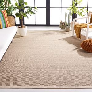 Safavieh Tapis en Fibres Naturelles Salon, Salle à Manger, Chambre à Coucher - Natural Fiber Collection, Tapis à Poil Court, Naturel et Beige, 244 x 244 cm