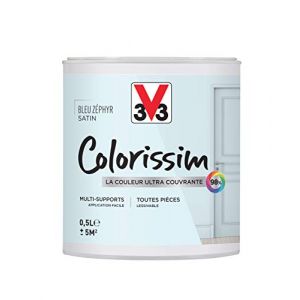 V33 Peinture multi-supports COLORISSIM SAT Bleu Pacifique SATIN 0,5 L