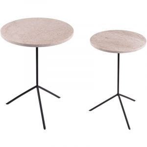 Table passion Set De 2 Tables Basses Rondes En Travertin
