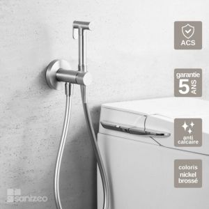 Imex Products - Kit Douchette anti-calcaire hygi&eacute;nique encastr&eacute;e wc ou Bidet Salle de Bain Nickel Bross&eacute; imex line RDD038/NQ
