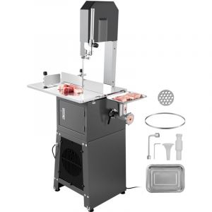 VEVOR Scie à os de boucher électrique commerciale, scie à ruban pour os 850 W, scie électrique pour viande et os congelés, table 485 x 380 mm, épaisseur de coupe de 210 mm pour supermarché, restaurant