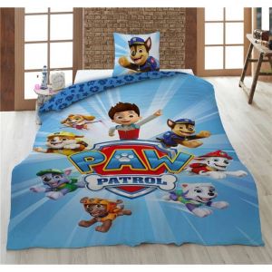 Aymax Pat Patrouille Parure de Lit Enfant Imprim&eacute;e R&eacute;versible 100% Coton Housse de Couette 140x200 cm Taie d&rsquo;Oreiller 65x65 cm