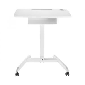 Table d'ordinateur portable avec roulettes et un tiroir Bureau assis-debout R&eacute;glable en hauteur jusqu'&agrave; 113cm max. 8kg Blanc