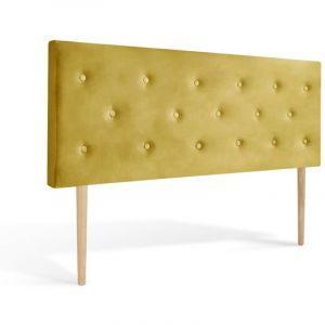 Tête de lit capitonnée T a 160cm Velours Jaune moutarde