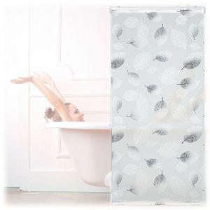 Relaxdays Store de Baignoire, 80 x 240 cm, Rideau de Douche avec Chaine, Montage Flexible, Salle de Bain, Noir-Blanc 10032541_1051