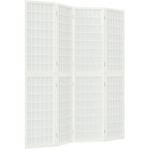 Décoshop26 Paravent séparateur de pièce cloison pliable 4 panneaux 160 x 170 cm bois de sapin blanc et papier de riz DEC031179