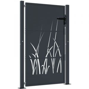 VidaXL Portail de jardin anthracite 105x155cm acier conception d'herbe 153169