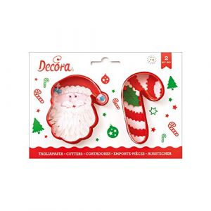 Decora COD. 0255068 KIT 2 EMPORTE-PI&Egrave;CES EN PLASTIQUE P&Egrave;RE NO&Euml;L ET CANNE DE NO&Euml;L