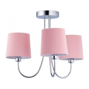Relaxdays Lustre vintage, luminaire à 3 branches, HLP 35 x 40,5 x 35,5 cm, lampe rétro salon et chambre, rose